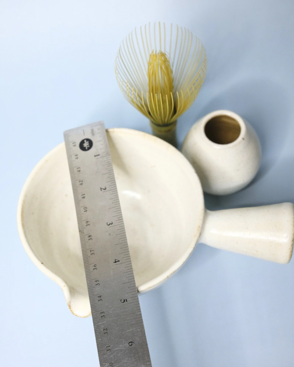 Chawan and Chasentate Set - With Handle (White)