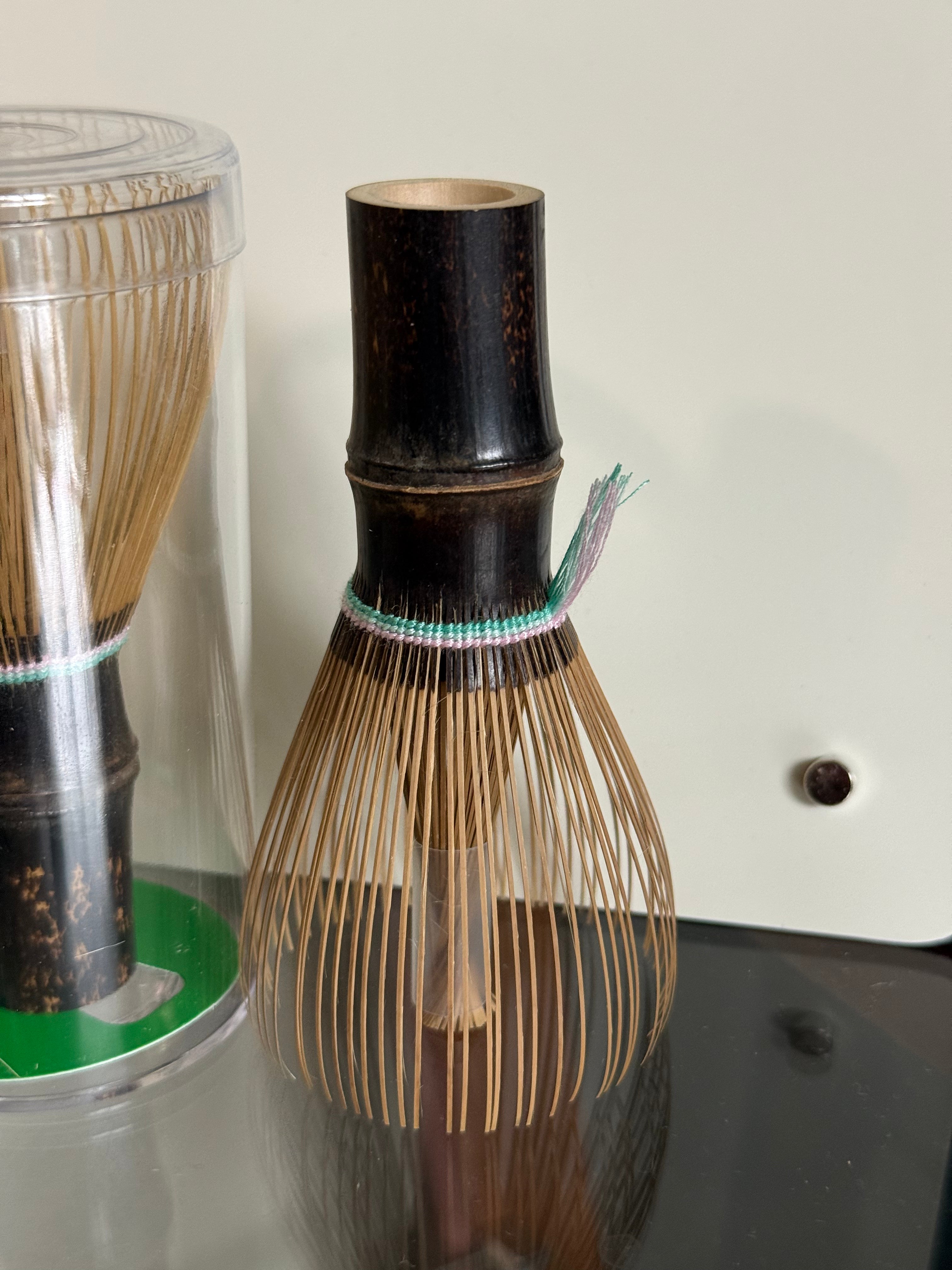 Shin Chasen  - Dark Bamboo 100 prongs (Strawberry Matcha Thread 3 layers) | CafeKobe Matcha