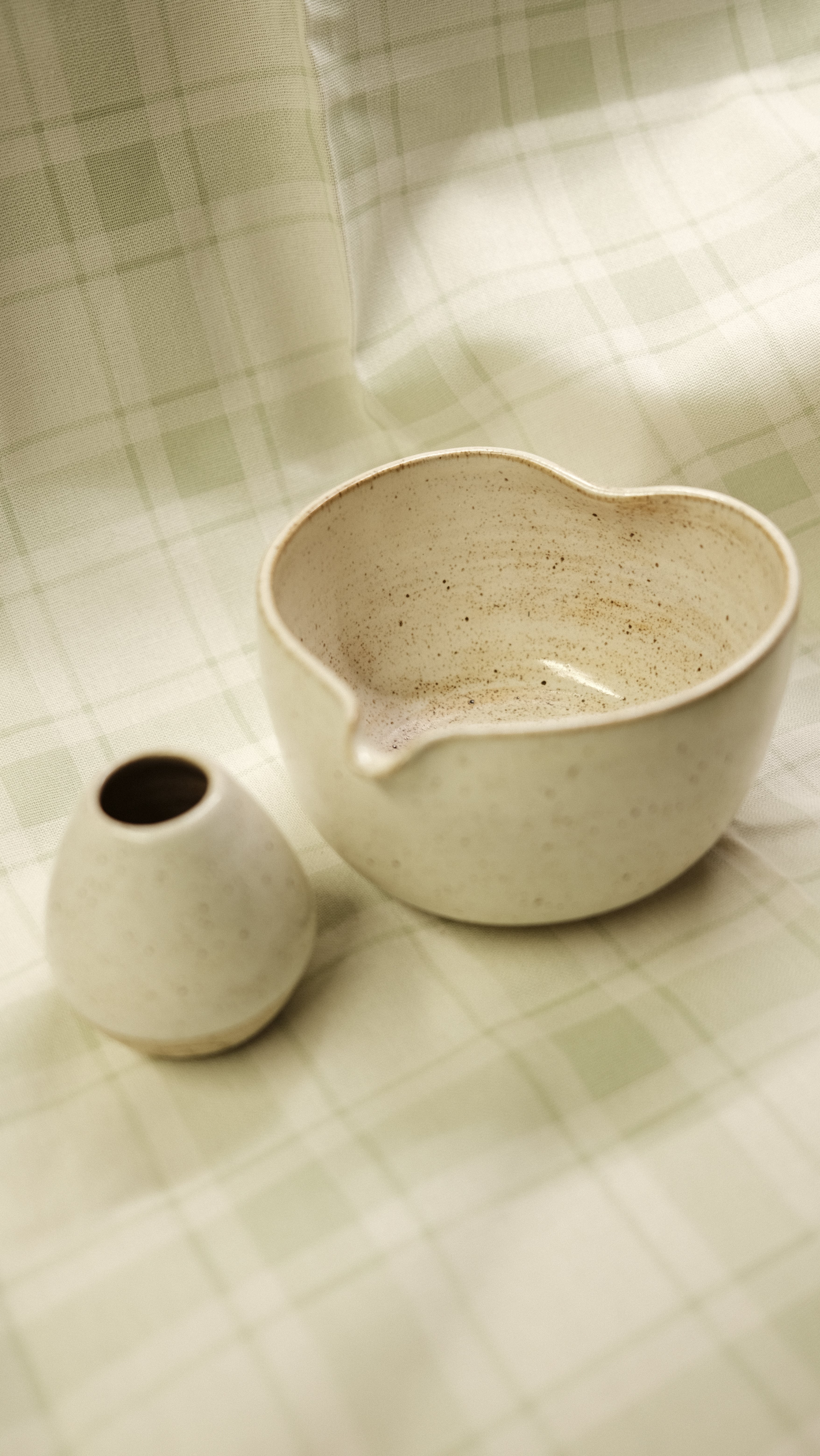 Chawan Set - White speckled