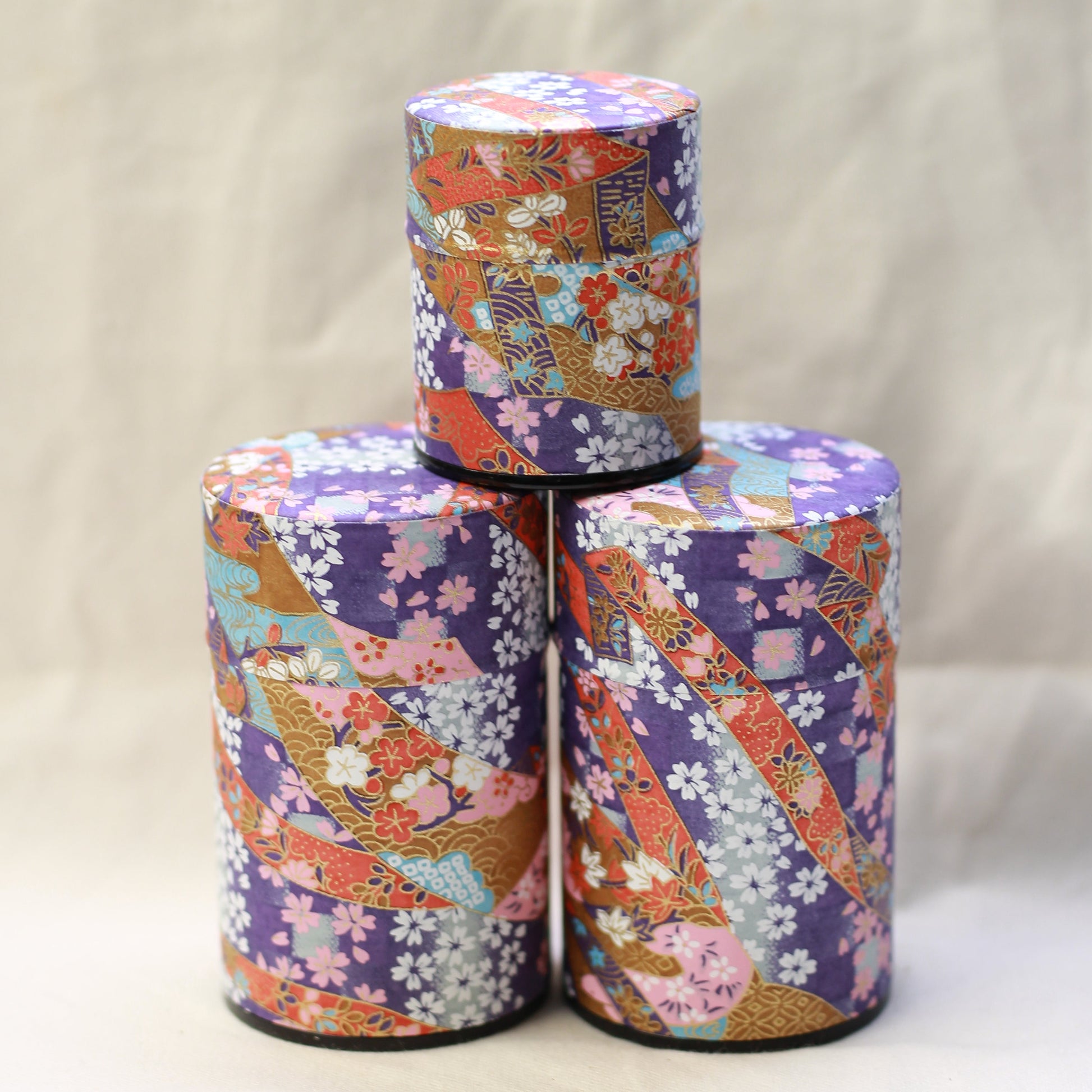 Blue  Washi Paper Metal Tea Caddy Set