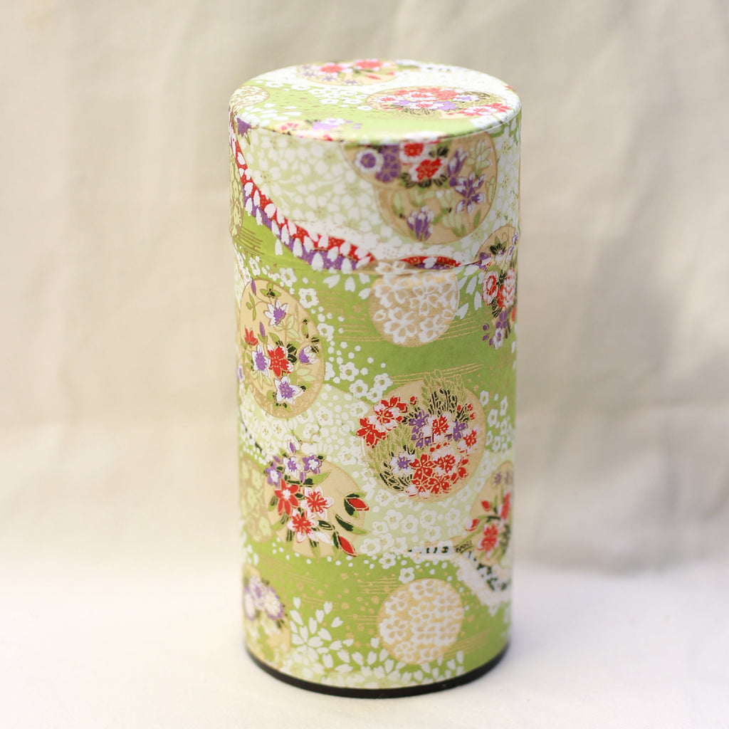 Green Washi Paper Metal Tea Caddy Set 2