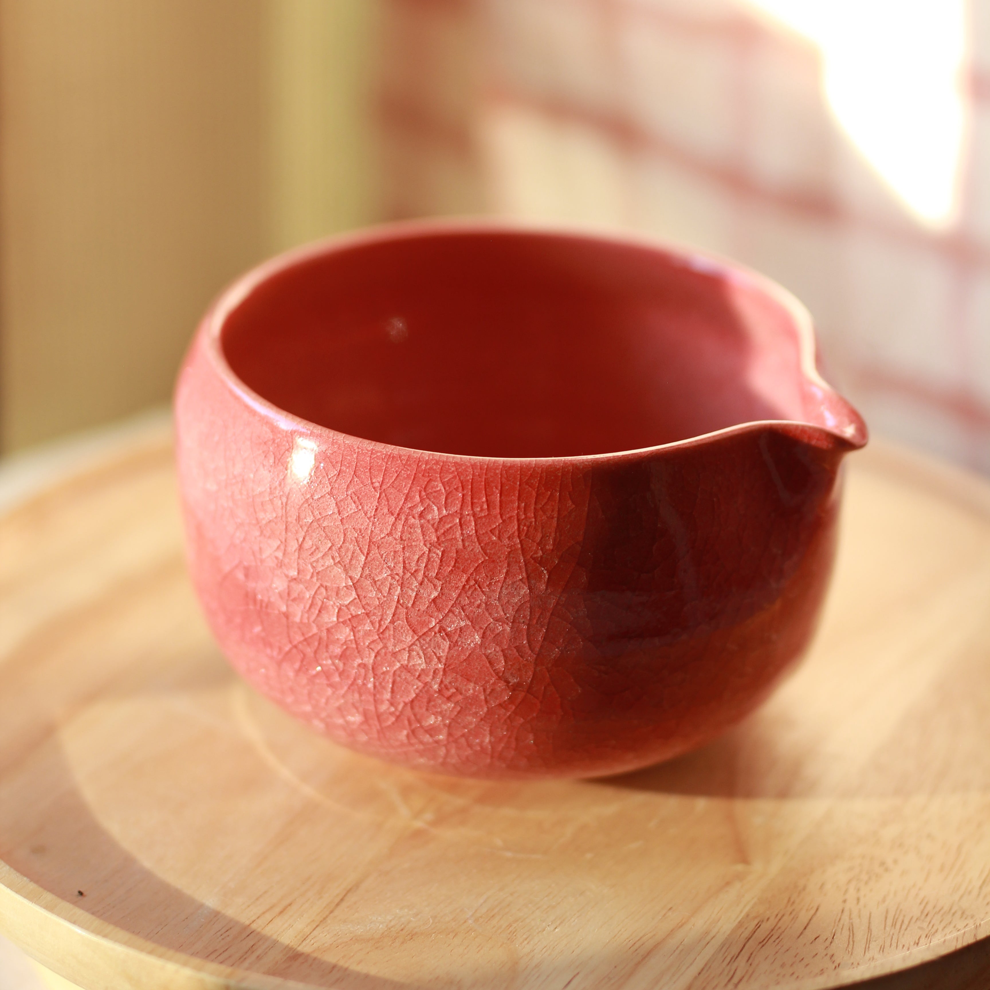 Bat Trang Chawan - Icy Crackle Glaze - Red | Large