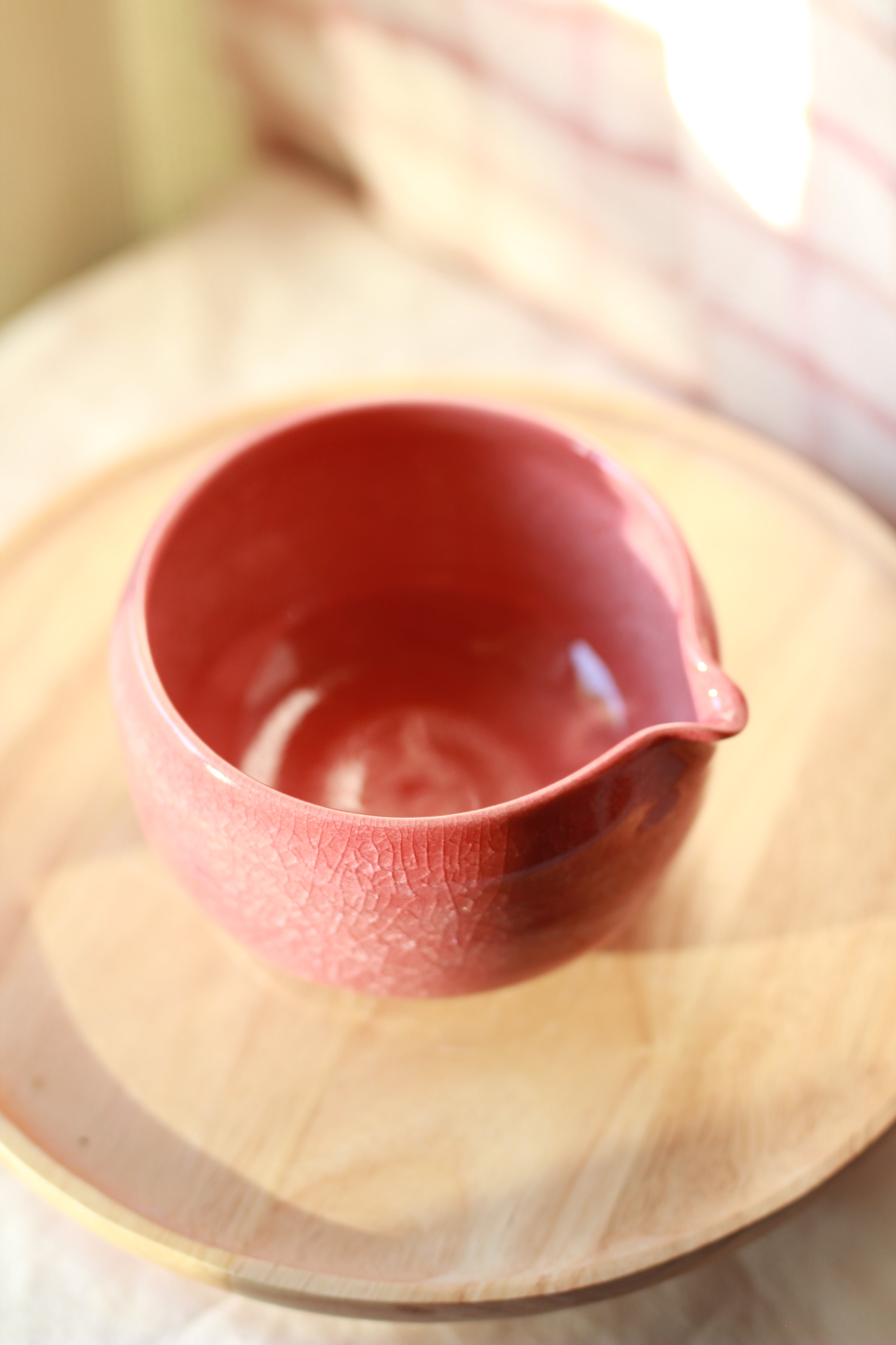 Bat Trang Chawan - Icy Crackle Glaze - Red | Large
