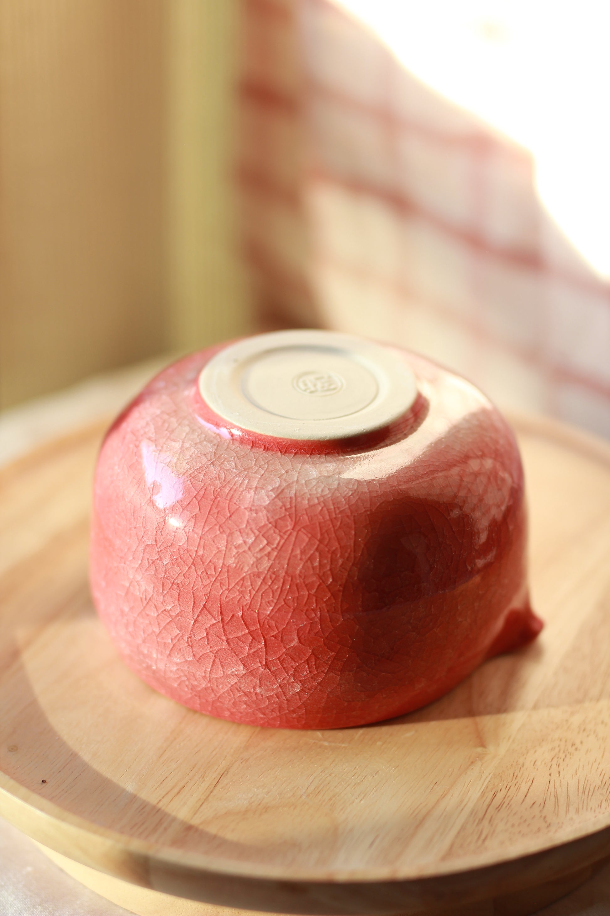 Bat Trang Chawan - Icy Crackle Glaze - Red | Large